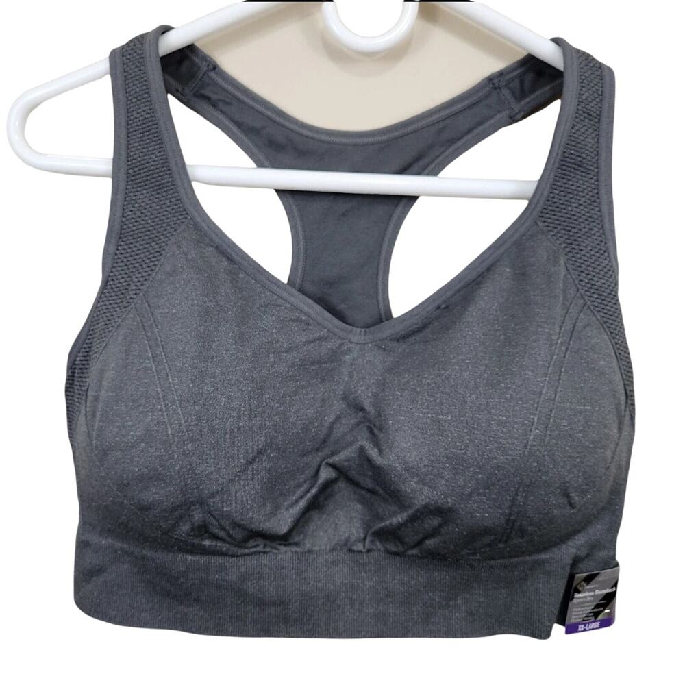 New! Member's Mark Moisture Wick Seamless Racerback Sports Bra Gray SZ XXL